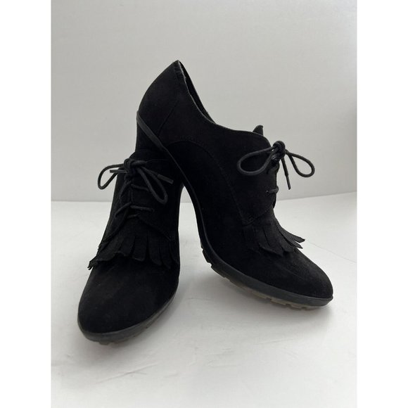 Tahari Black Leather Oxford Stiletto Heels Temple US Size 8.5 Menswear C… - Picture 1 of 7